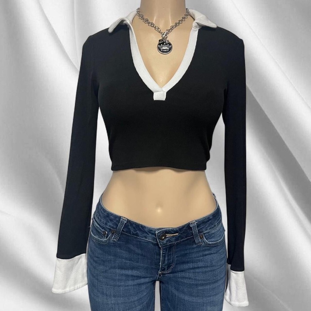 Garage Ribbed Collared Top